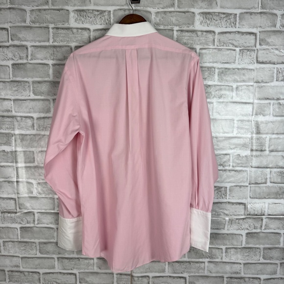 Brooks Brothers Slim Fit Light Pink White Collared Flip Cuff Dress Shirt SZ 16.5 - Picture 4 of 7